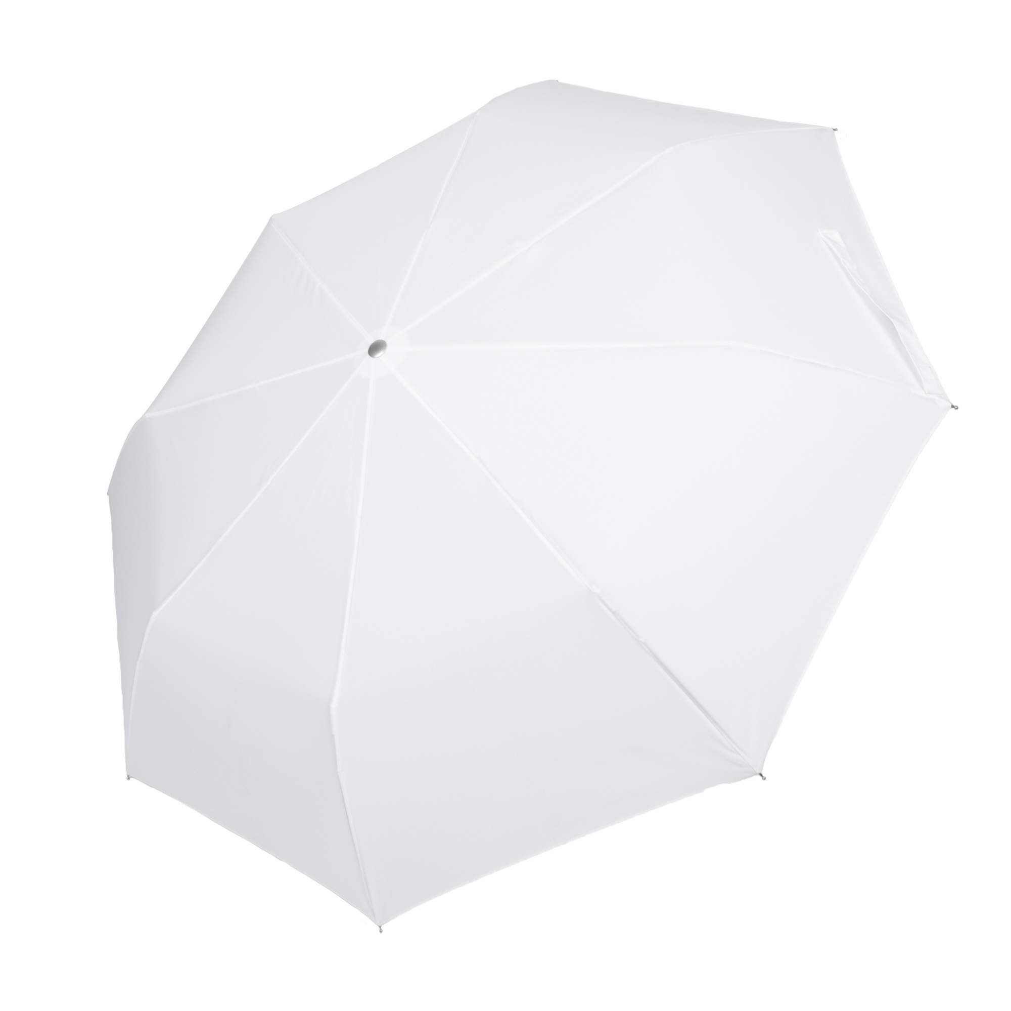 Geöffneter weisser Regenschirm Alu Mini in Seitenansicht
