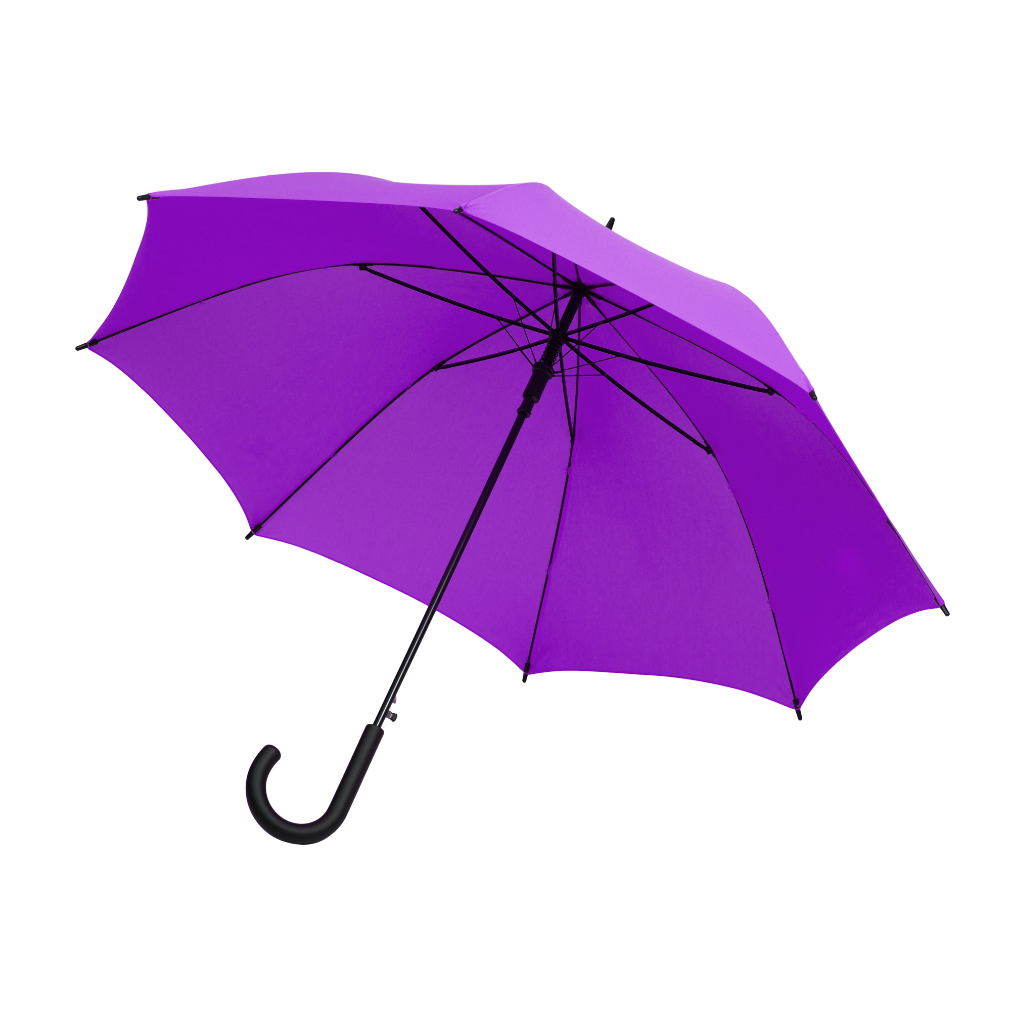 Geöffneter violetter Regenschirm Long Matic Rain von unten