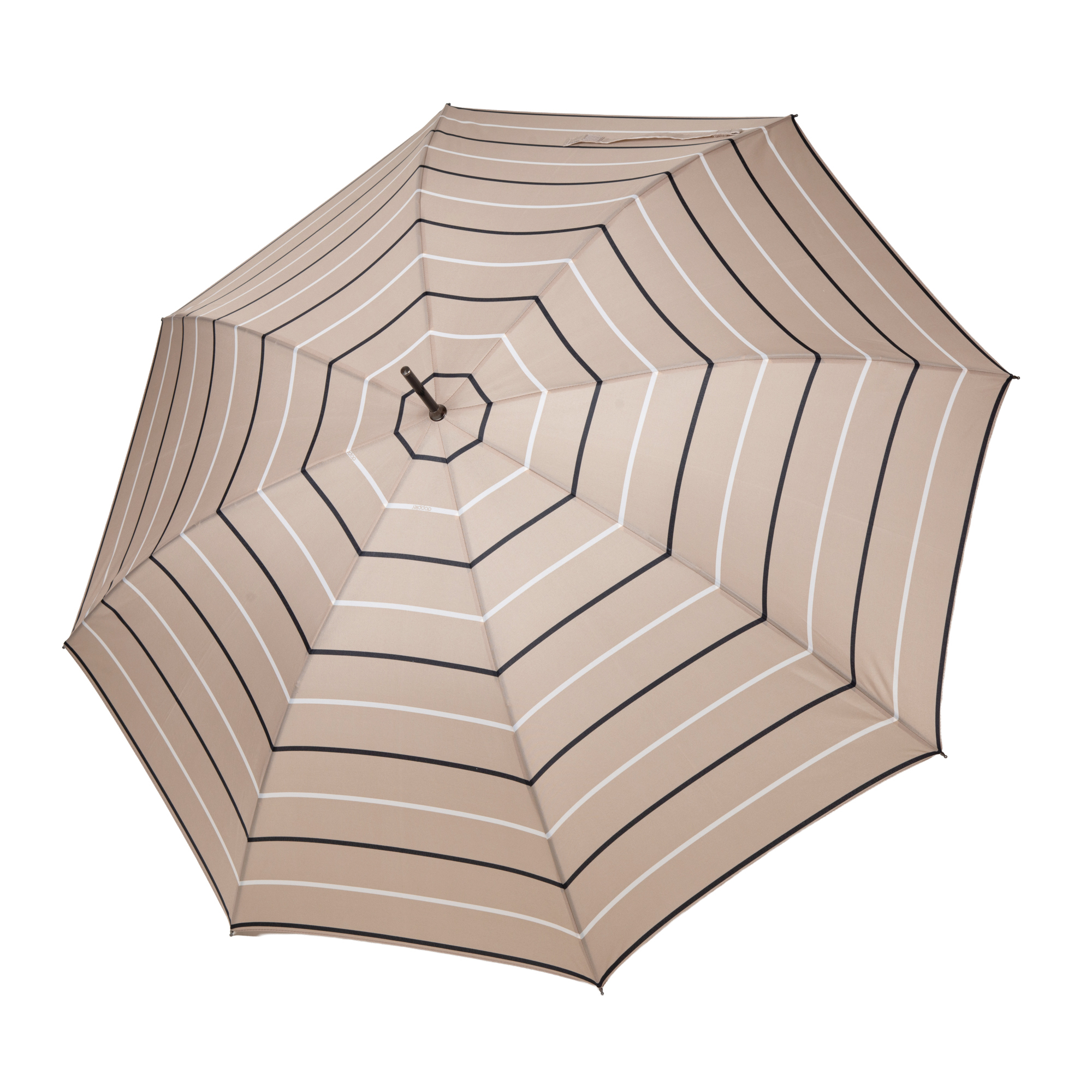 Geöffneter Regenschirm Long Matic Classy Beige mit beigem Streifenmuster