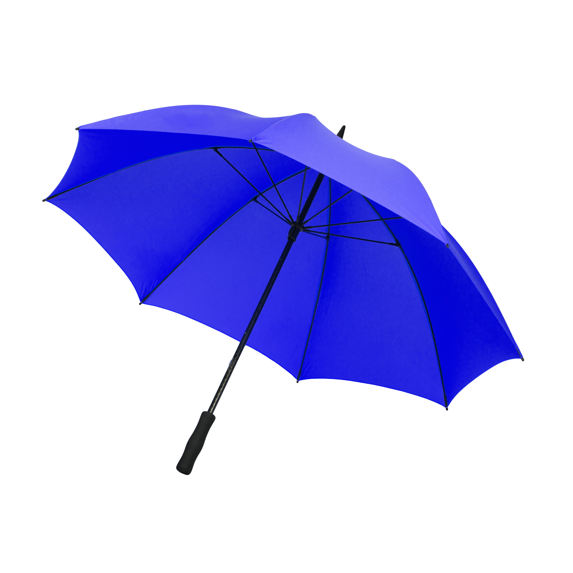 Blauer XXL-Regenschirm Fiber Storm in Seitenansicht geöffnet