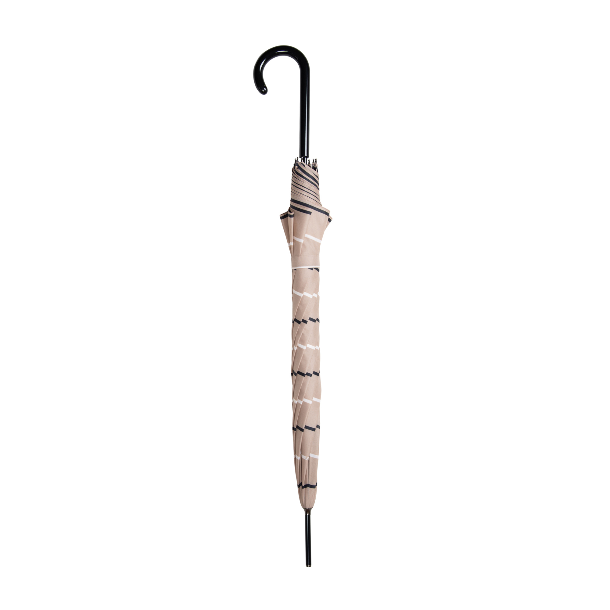 Geschlossener Regenschirm Long Matic Classy Beige mit beigem Streifenmuster