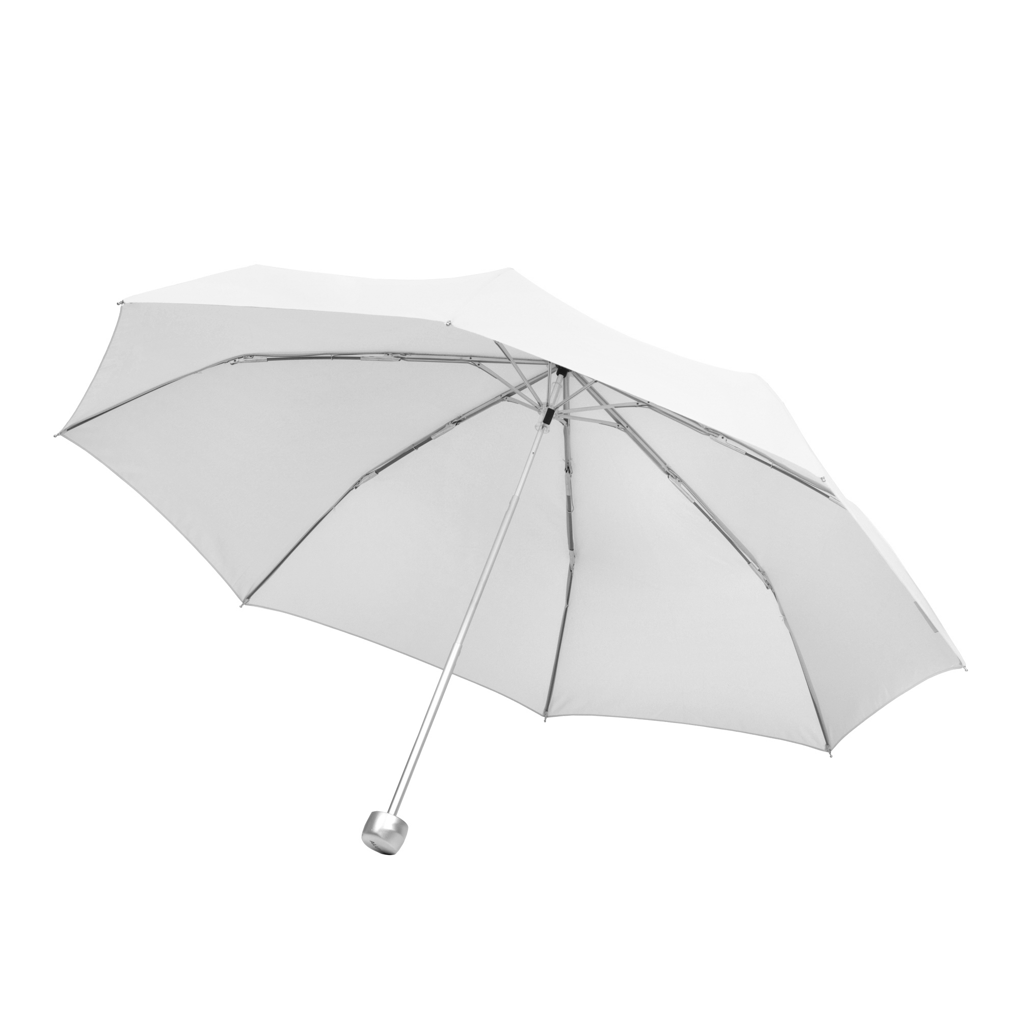 Geöffneter weisser Regenschirm Alu Mini mit Aluminiumgestell