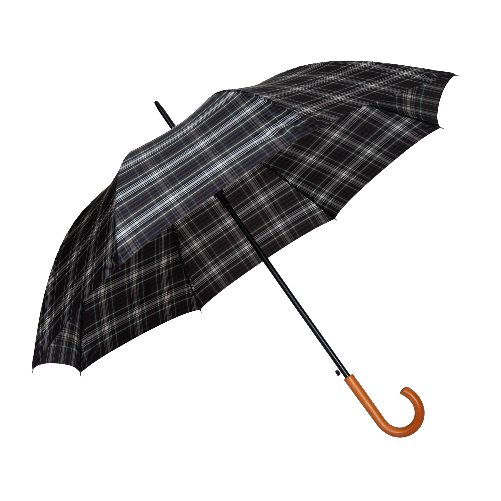 Karierter Regenschirm Big Matic aus schräger Perspektive